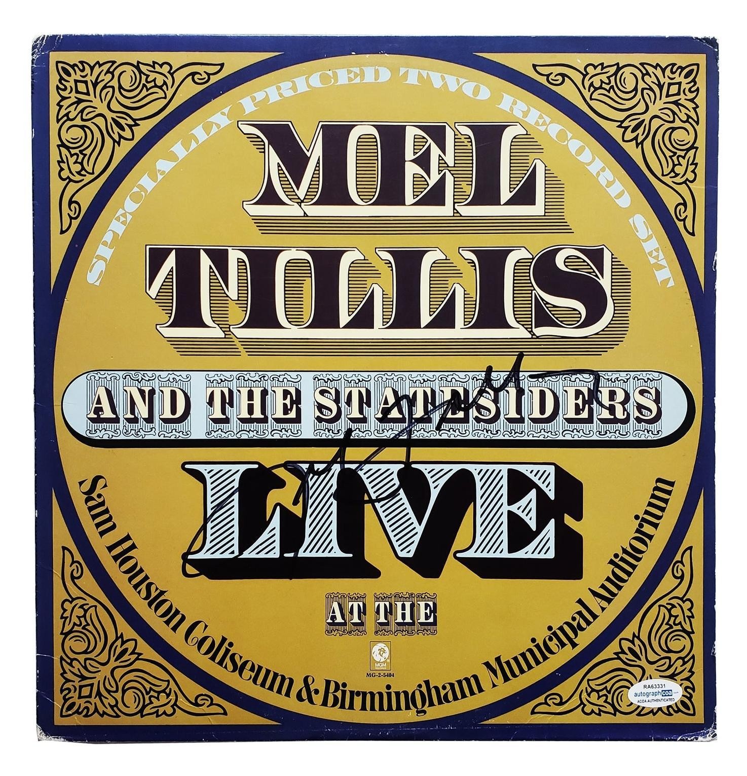 Mel Tillis Signed Autographed Record Album LP ACOA