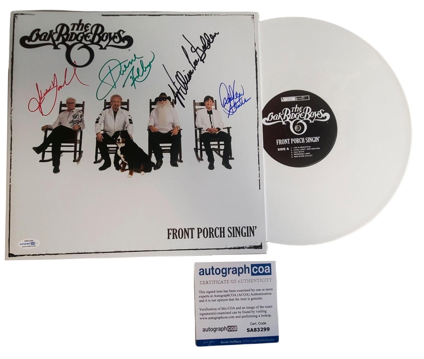 The Oak Ridge Boys Signed Front Porch Singing Autographed LP Album ACOA ACOA