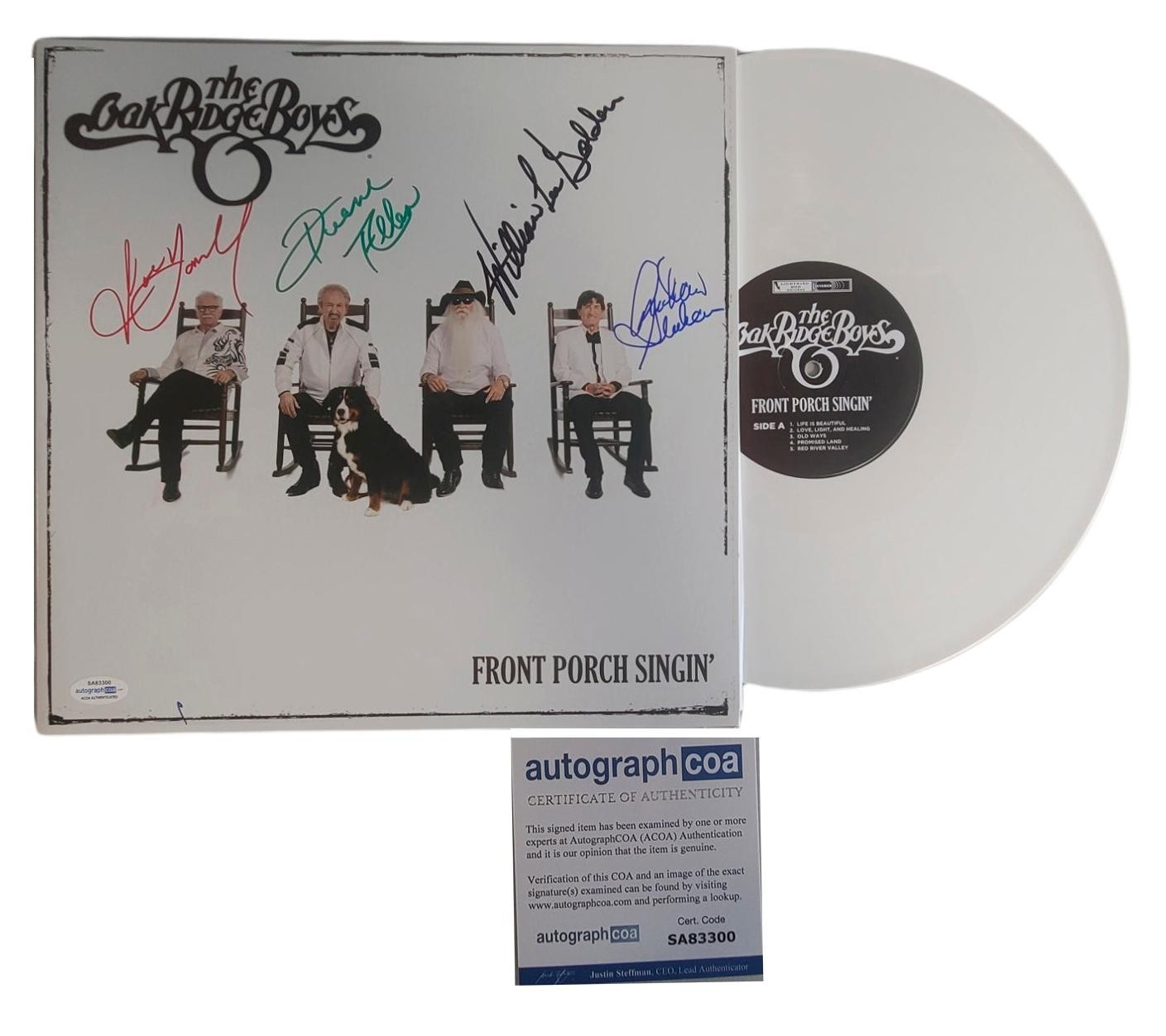 The Oak Ridge Boys Signed Front Porch Singing Autographed LP Album ACOA ACOA
