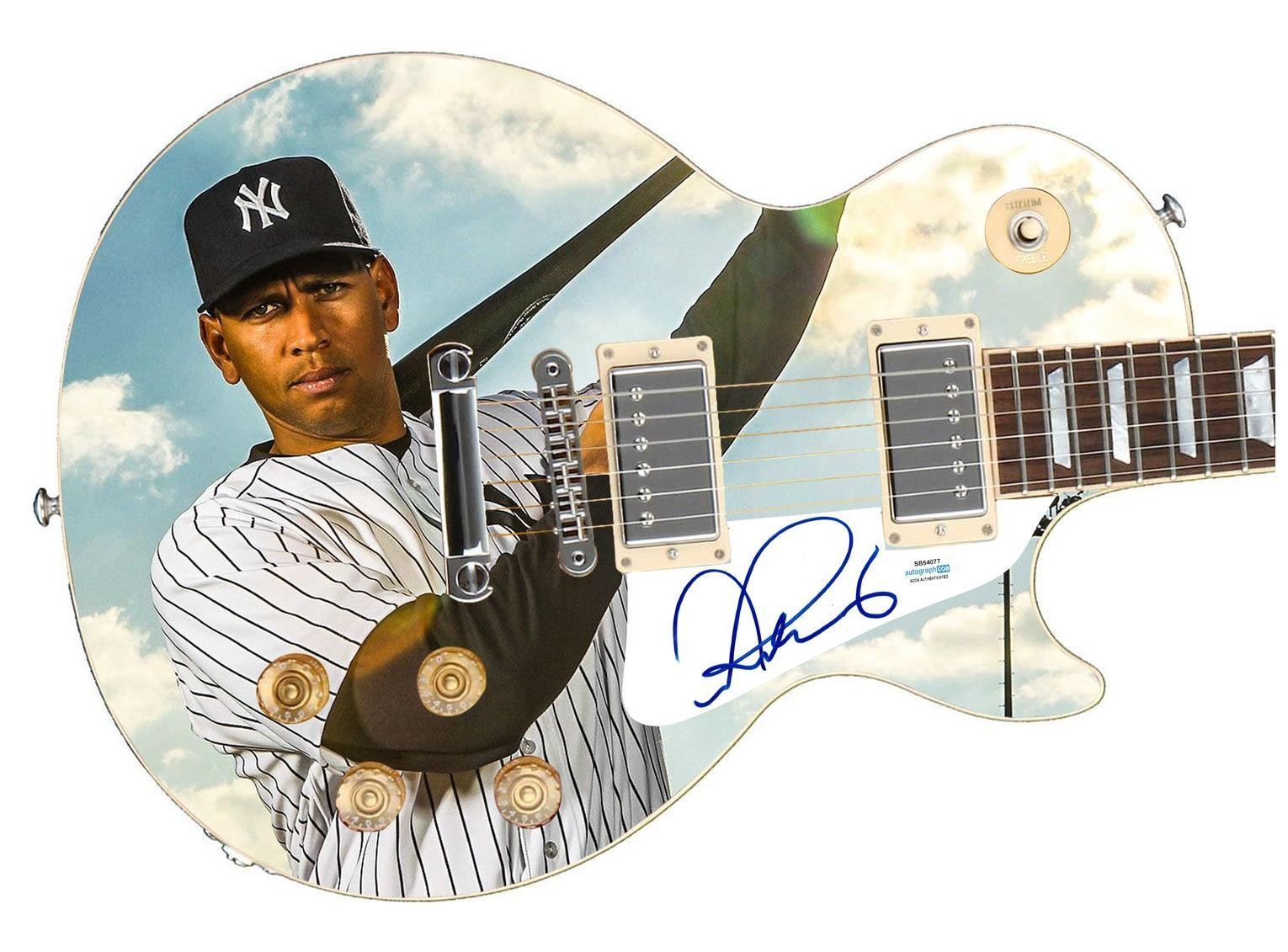 Alex Rodriguez New York NY Yankees Autographed Custom Graphics 1/1 Photo Guitar