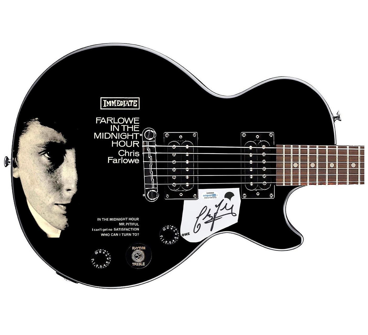 Chris Farlowe Signed Gibson Epiphone Les Paul Photo Graphics Guitar ACOA