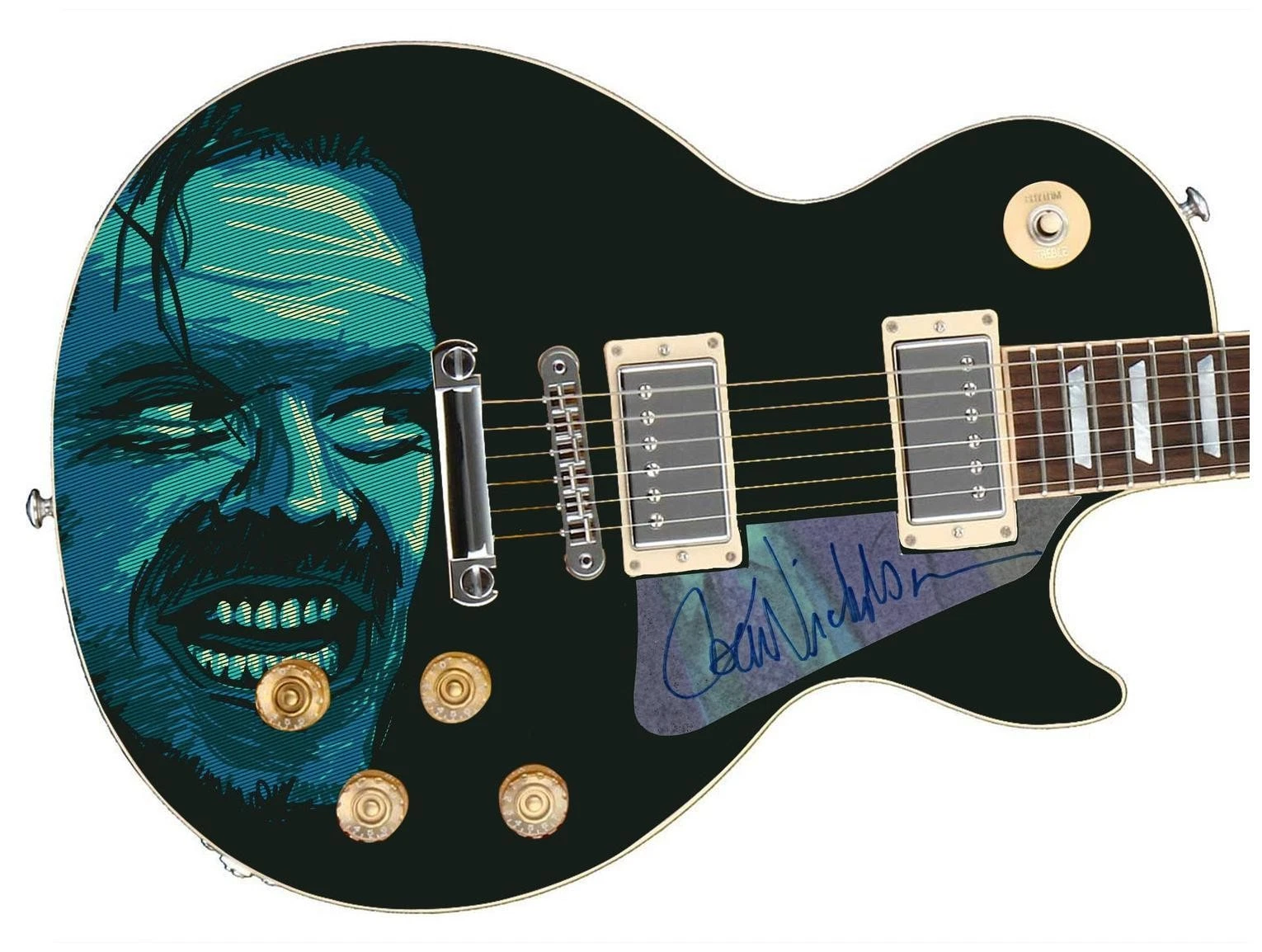 Jack Nicholson The Shining Here?s Johnny Signed 1/1 Custom Graphics Guitar