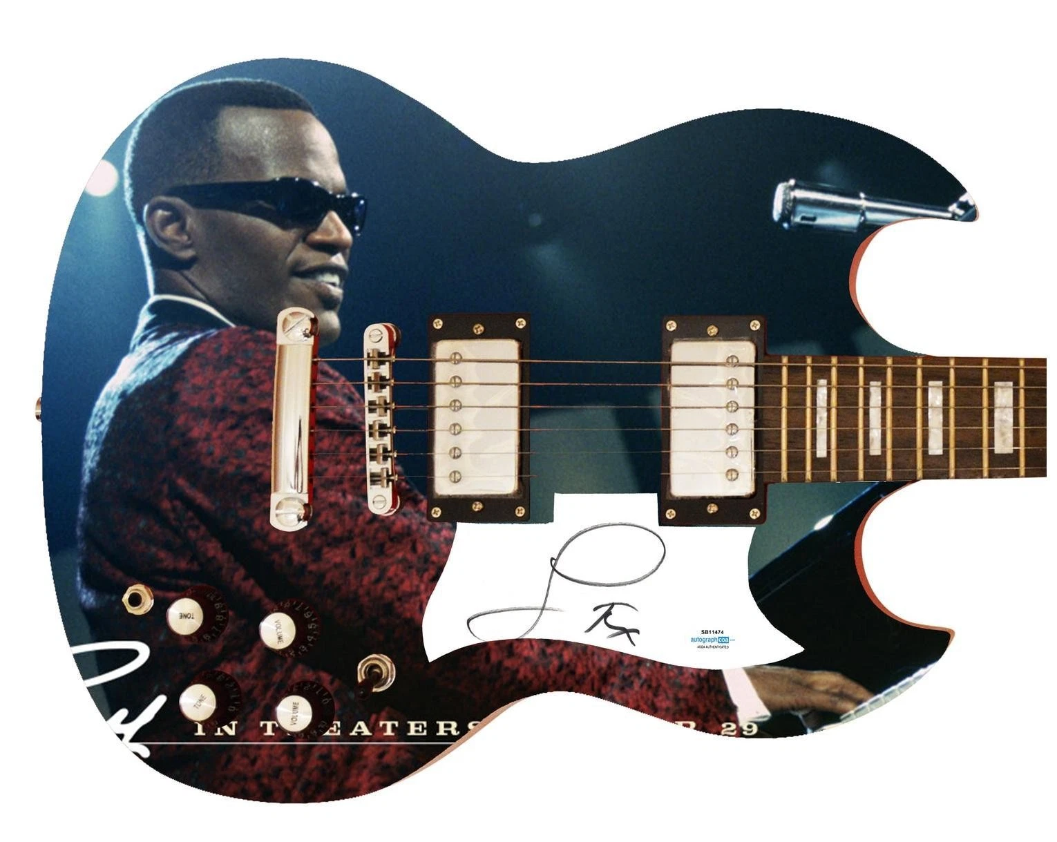 Jamie Foxx Signed RAY Autographed Custom Graphics Photo Guitar ACOA