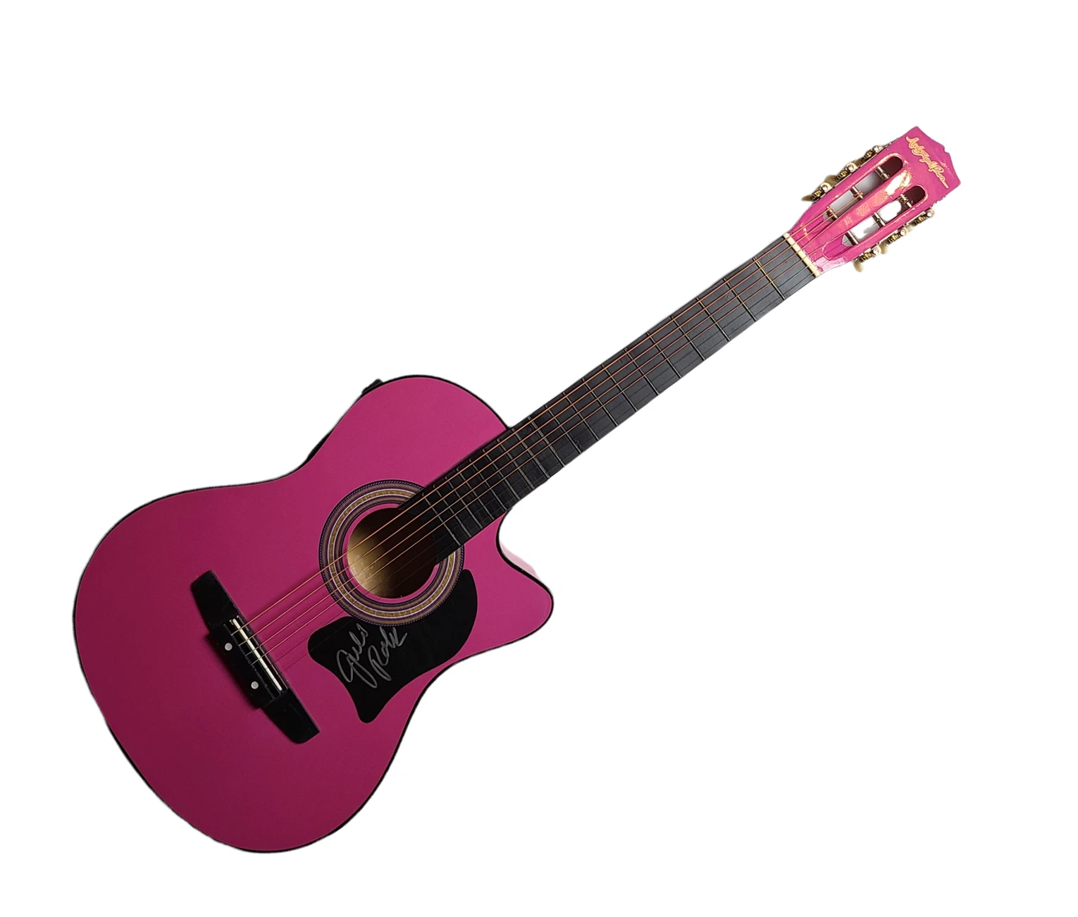 Julie Roberts Signed Pink Acoustic/Electric Guitar UACC AFTAL RACC TS