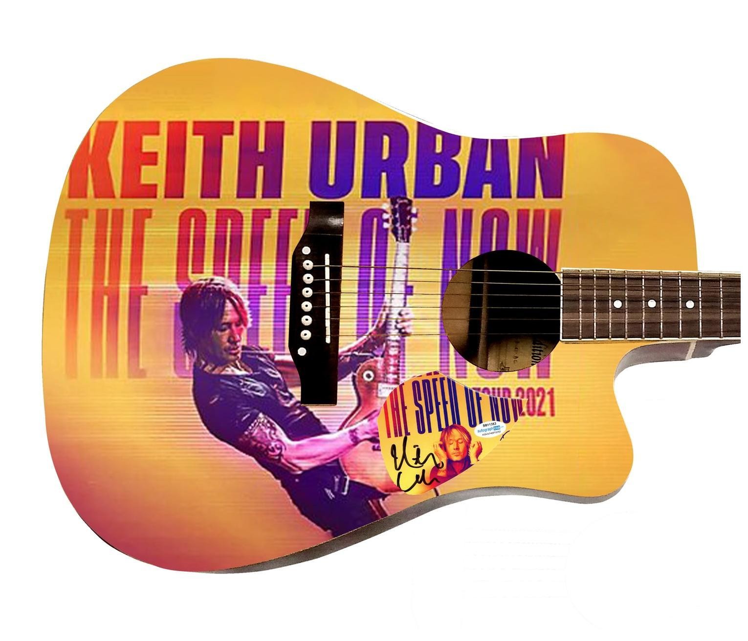 Keith Urban Signed Autographed Custom Graphics Photo Guitar ACOA