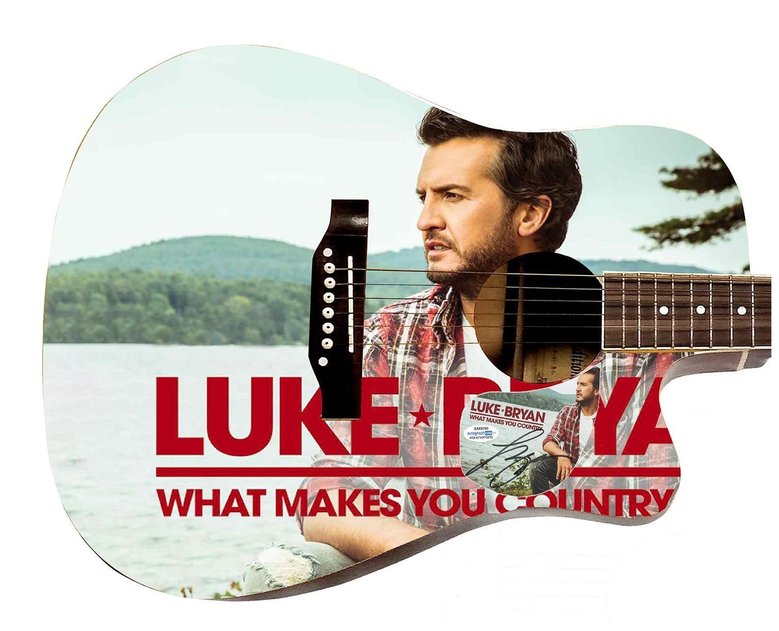 Luke Bryan What Makes You Country Tour Autographed Custom Photo Graphics Guitar