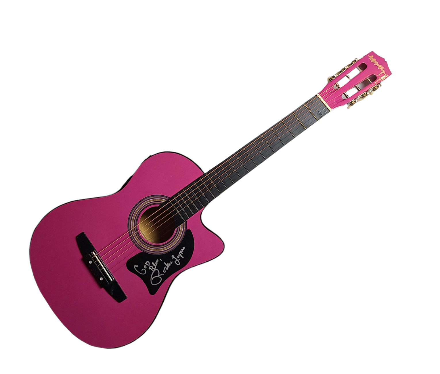 Rockie Lynne Signed Pink Acoustic/Electric Guitar UACC AFTAL RACC TS