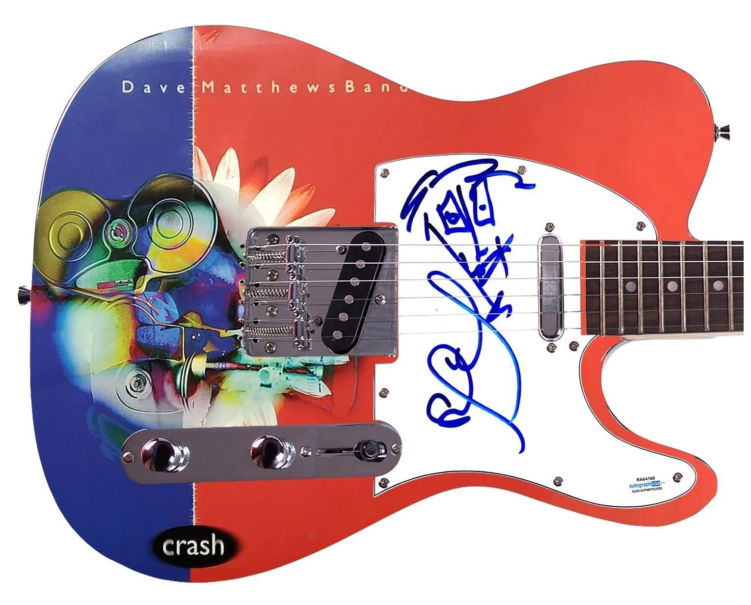 The Dave Matthews Band Stefan Lessard Signed Graphics Guitar w Sketch ACOA