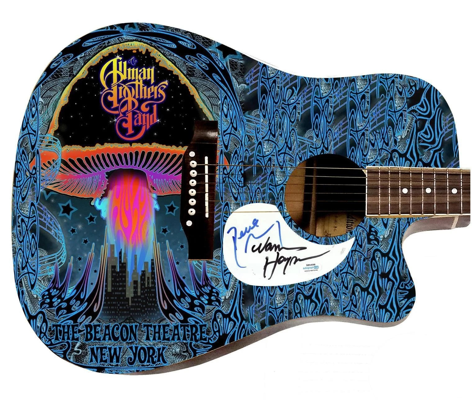 The Allman Brothers Band Signed 1/1 Custom Graphics Photo Guitar ACOA