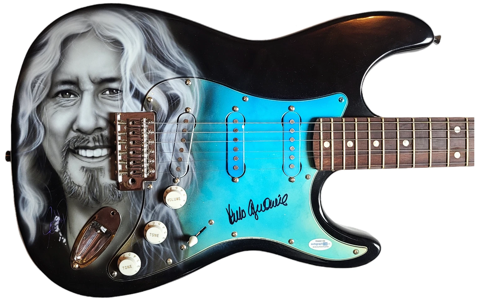 Arlo Guthrie Signed Autographed Hand Airbrushed Painting Guitar UACC AFTAL ACOA