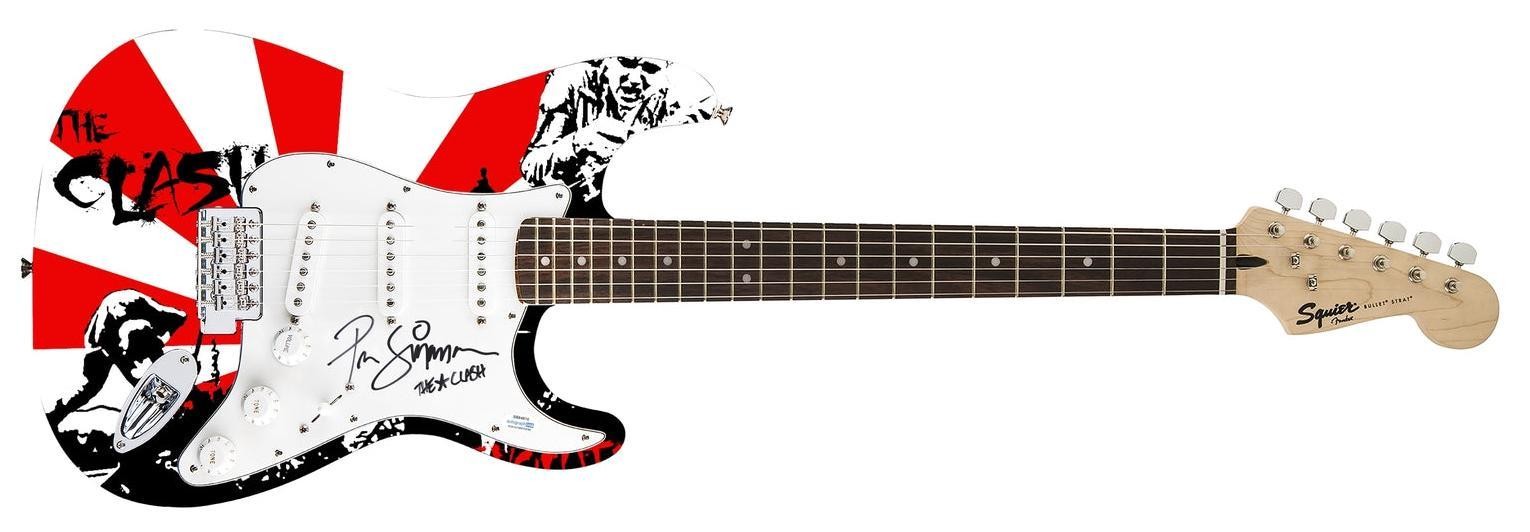 The Clash Paul Simonon Signed Fender 1/1 Custom Graphics Photo Guitar ACOA