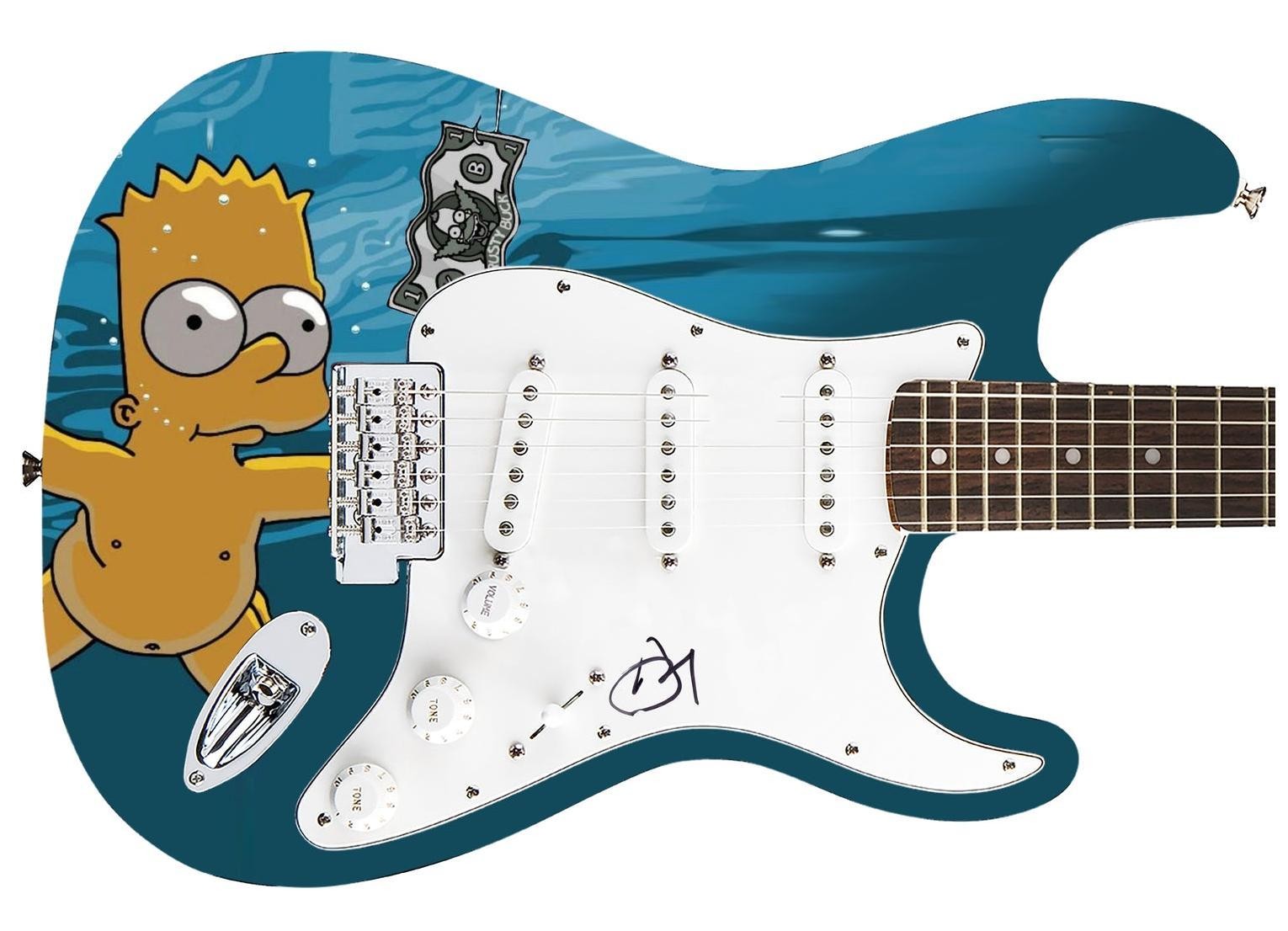 Dave Grohl Signed Graphics Guitar - COA - Unique Nevermind Lp Tribute