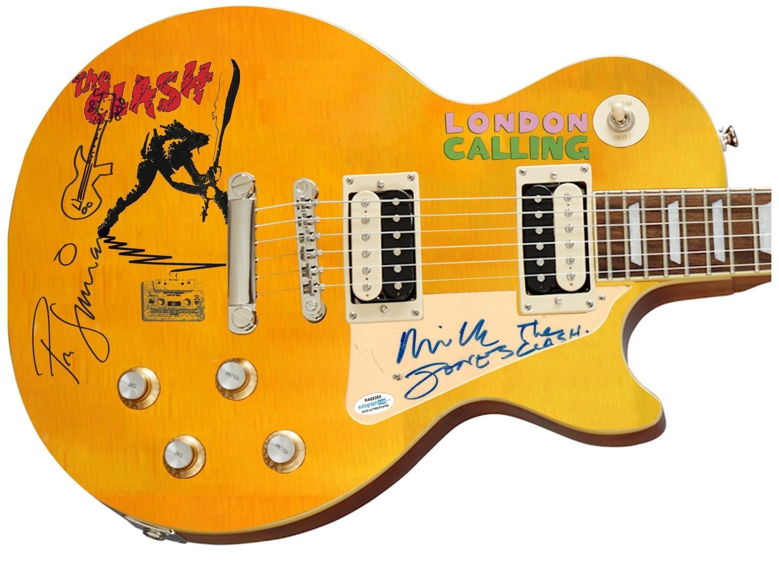 The Clash Signed w Sketch 1/1 Custom Graphics Les Paul 100 Guitar ACOA