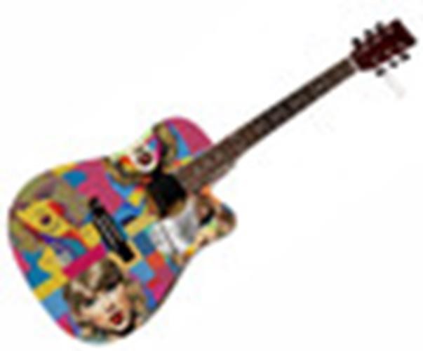 Taylor Swift Autographed w Heart Custom The Color of Love Acoustic Graphics Guit