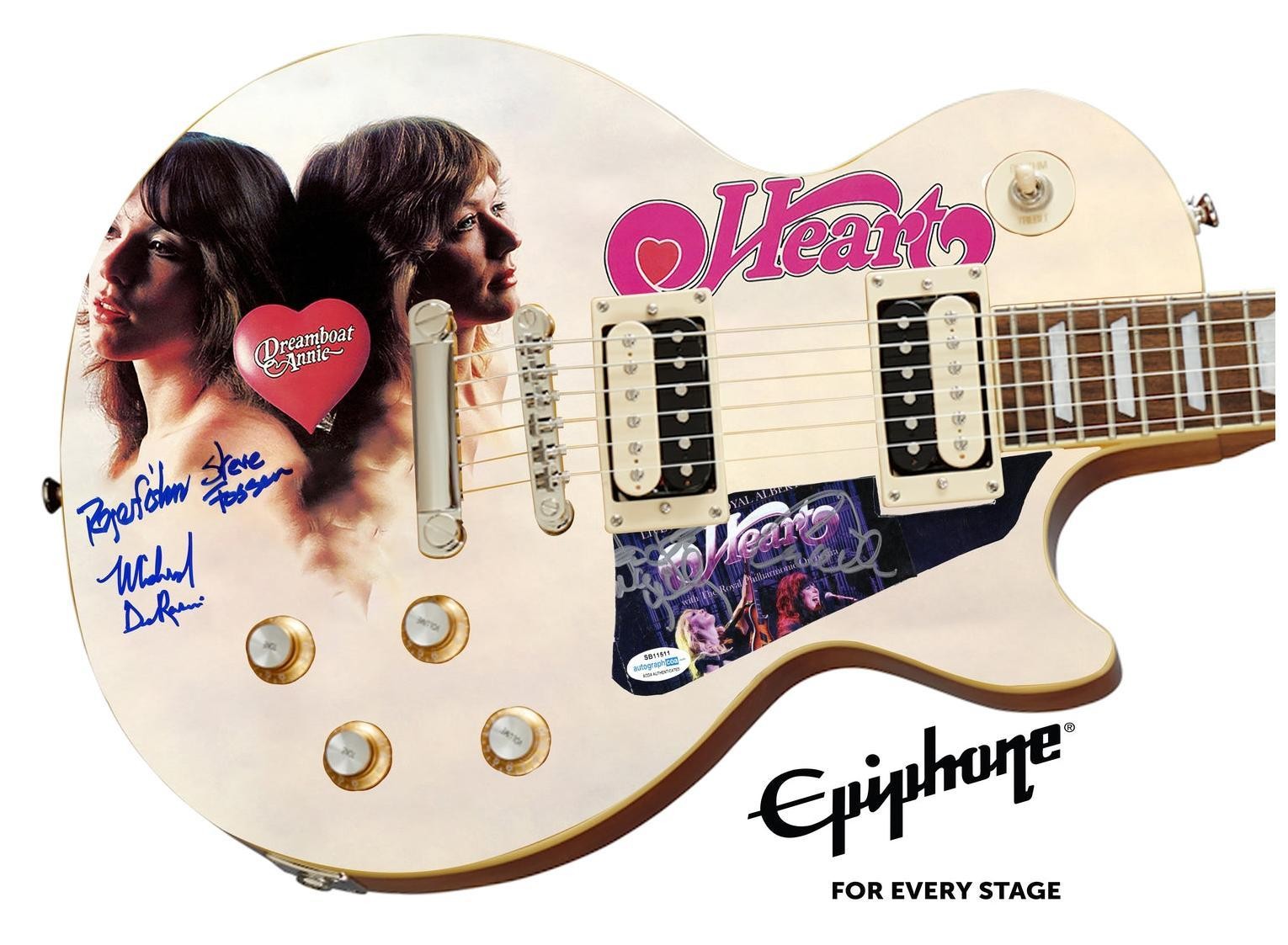 Heart Signed Epiphone Les Paul Custom Graphics Guitar Exact Proof ACOA
