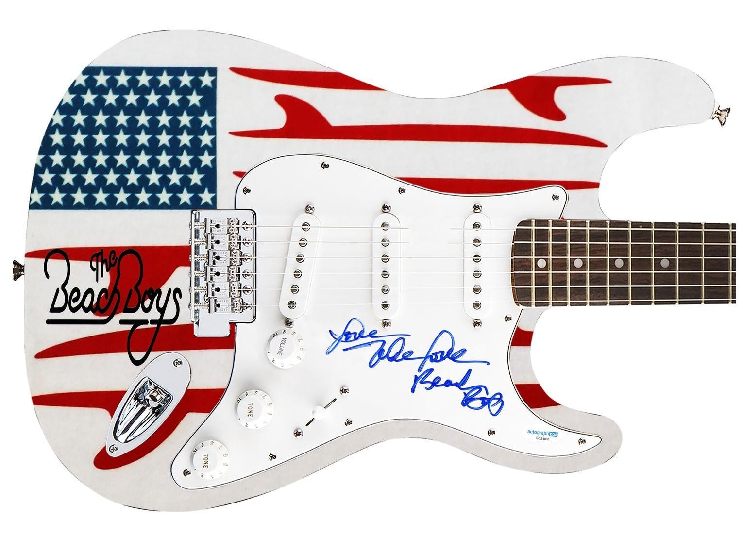 Mike Love of The Beach Boys Autographed Custom Graphics Guitar ACOA