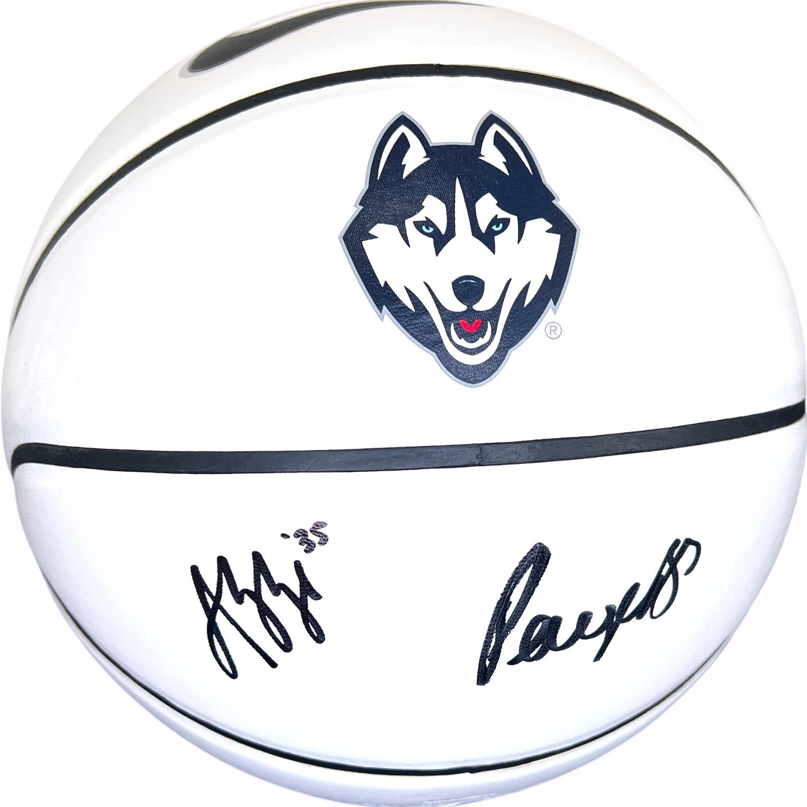 PAIGE BUECKERS & AZZI FUDD SIGNED UCONN HUSKIES NIKE LOGO BASKETBALL JSA COA