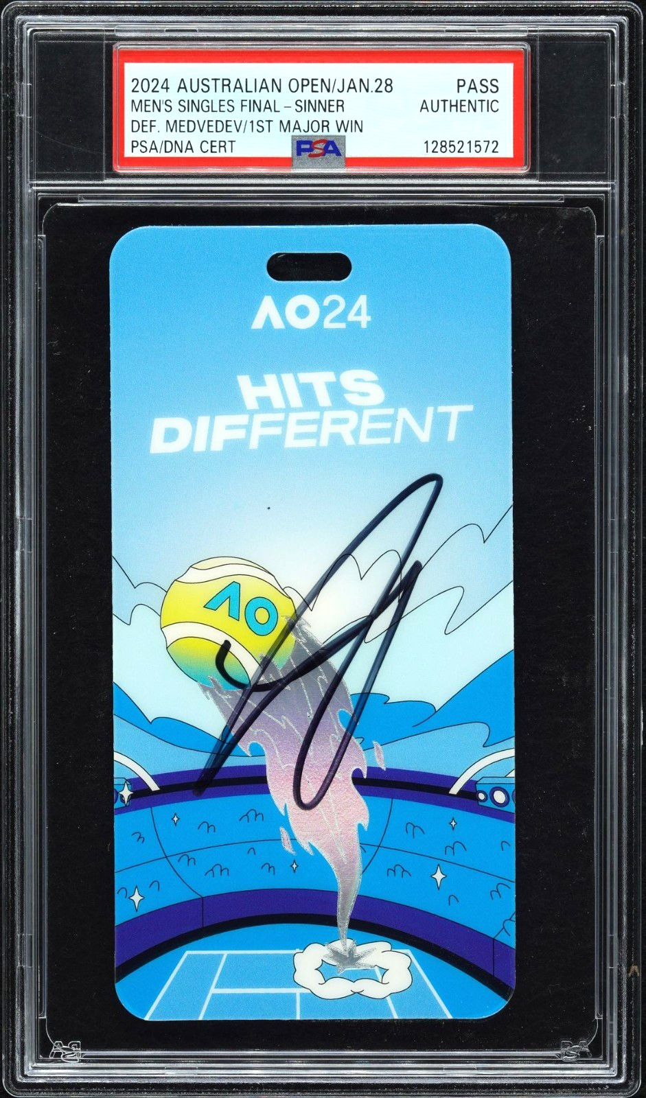 JANNIK SINNER SIGNED 2024 AUSTRALIAN OPEN CHAMPIONSHIP FINALS TICKET AUTO PSA !!