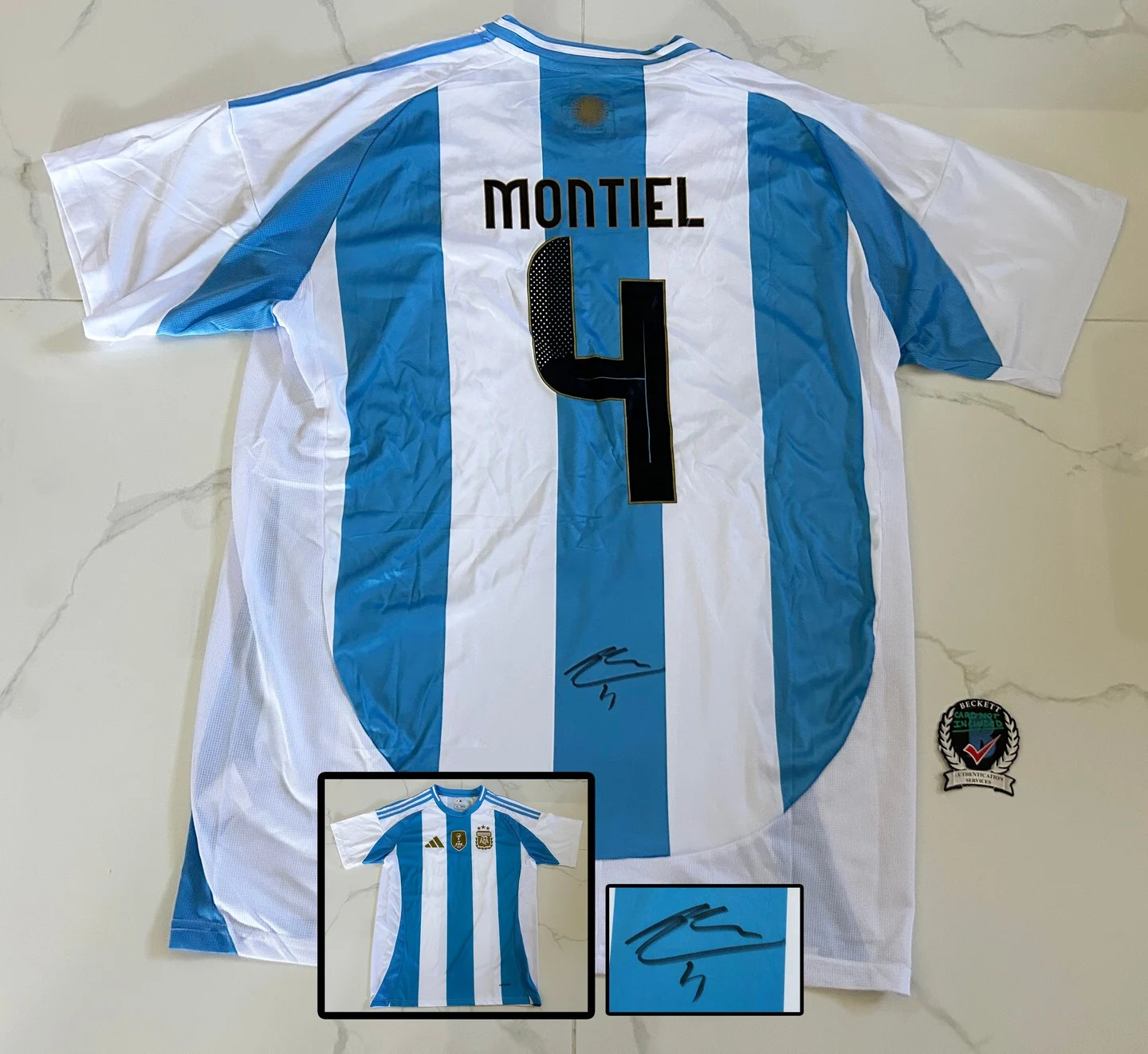 Gonzalo Montiel Signed Jersey Argentina Beckett BAS COA