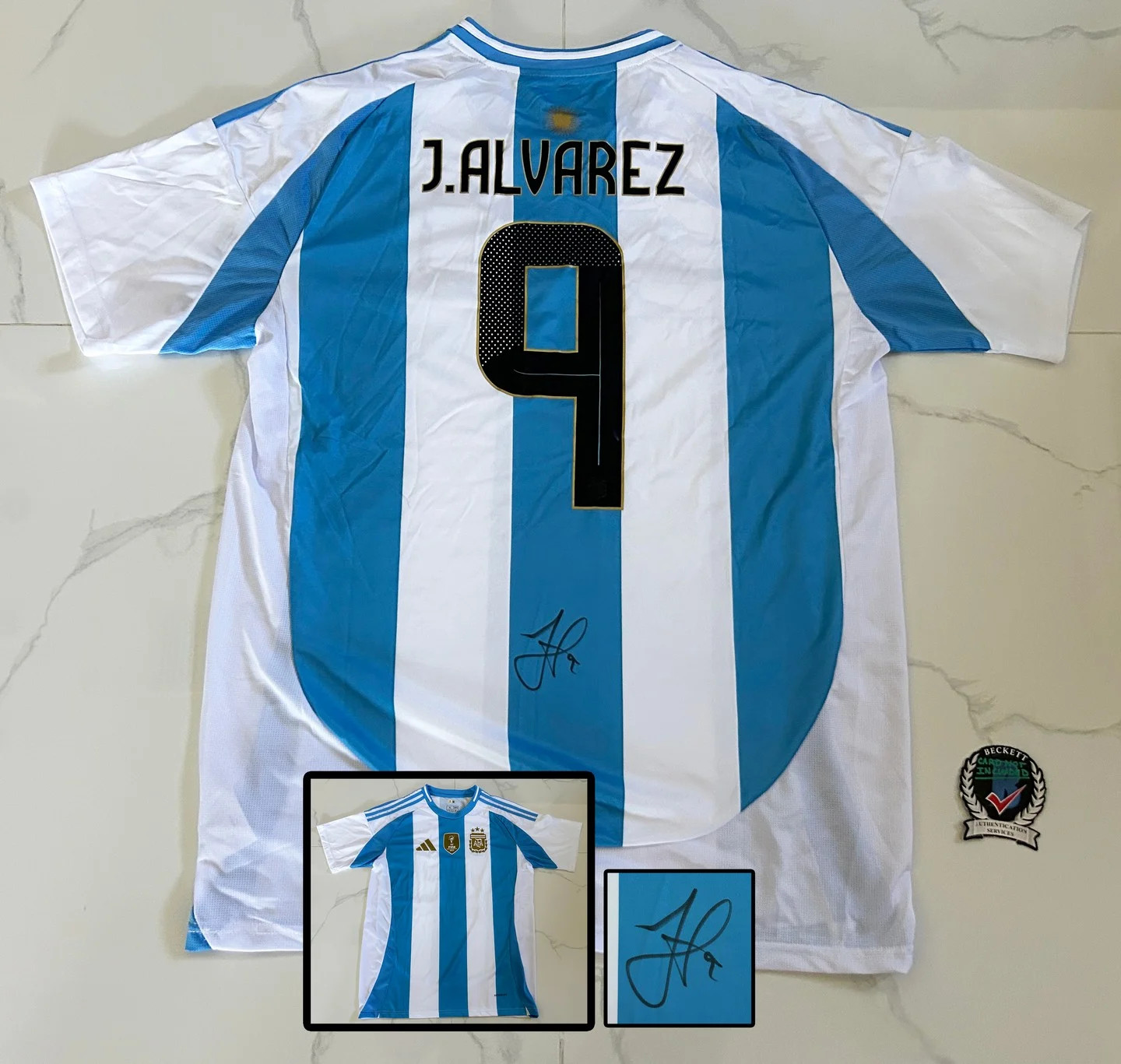 Julian Alvarez Signed Jersey Argentina Beckett BAS COA