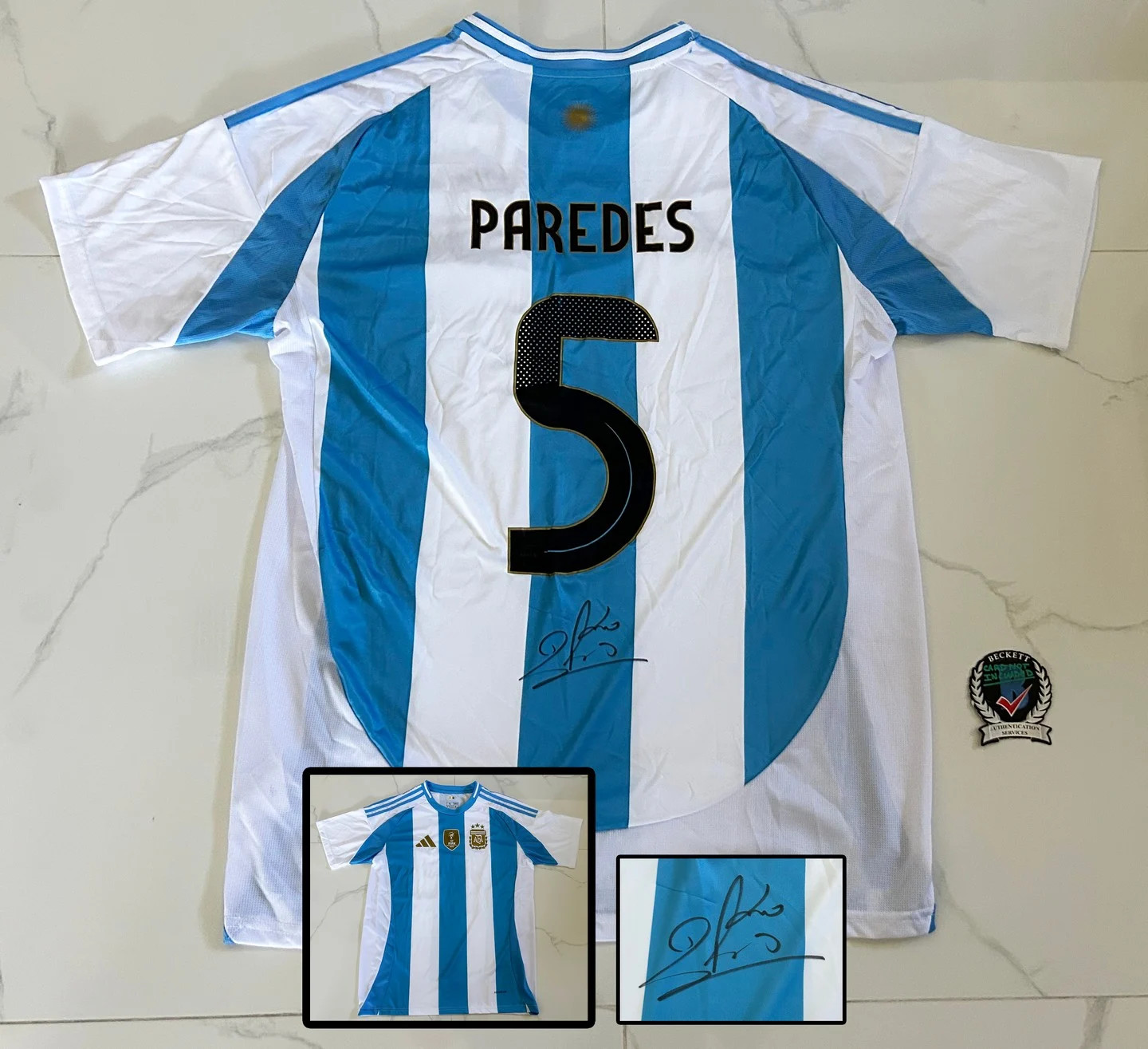 Leandro Paredes Signed Jersey Argentina Beckett BAS COA