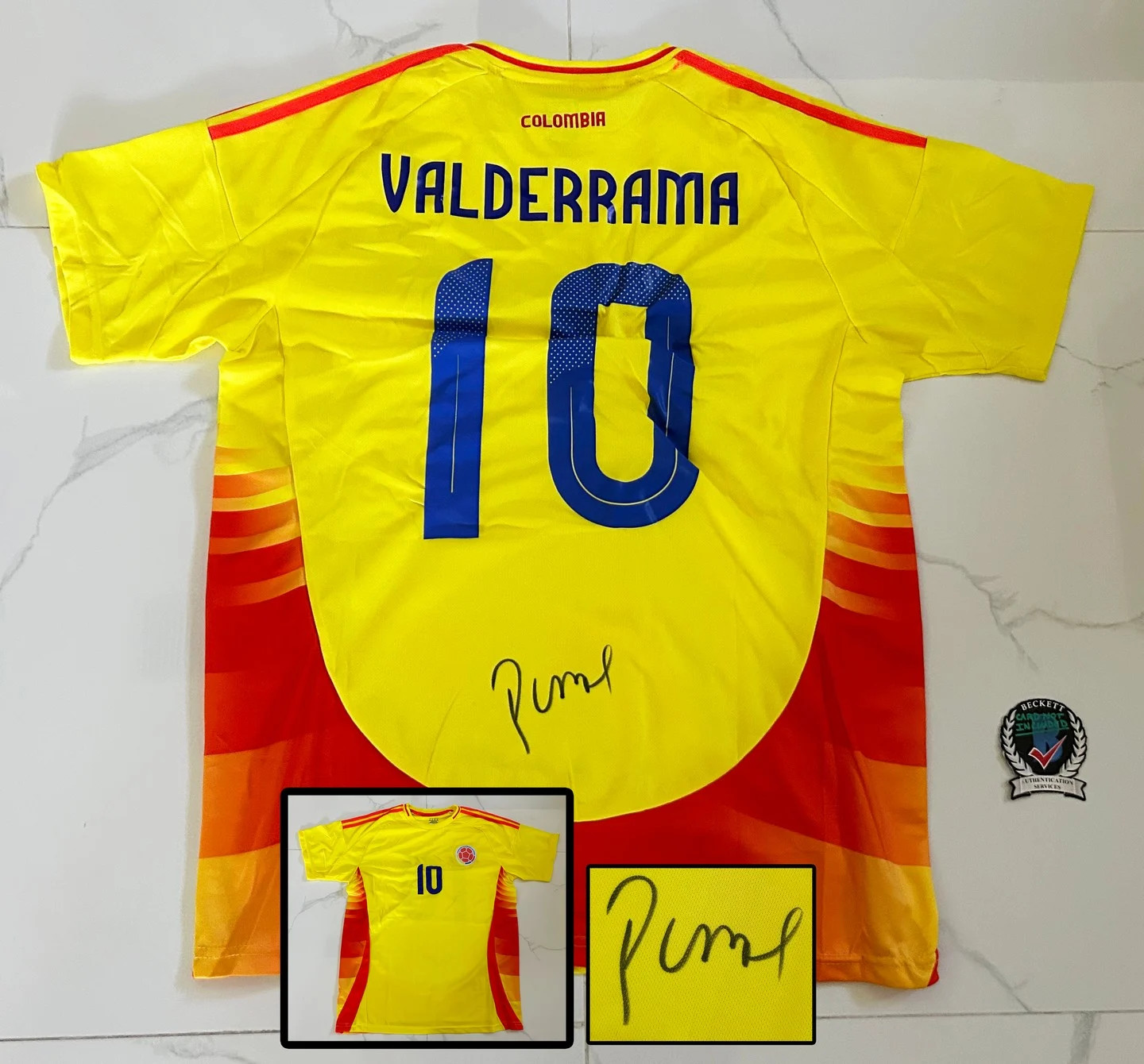 Carlos Pibe Valderrama Signed Jersey Colombia Beckett BAS 1 COA