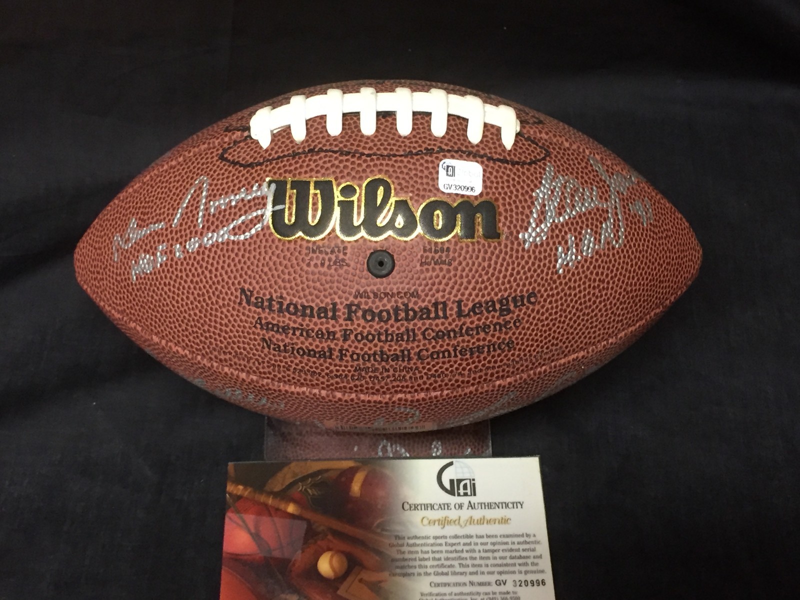 Terry Bradshaw Kellen Winslow Bob Lilly Dan Rooney +7 Signed Autograph Football