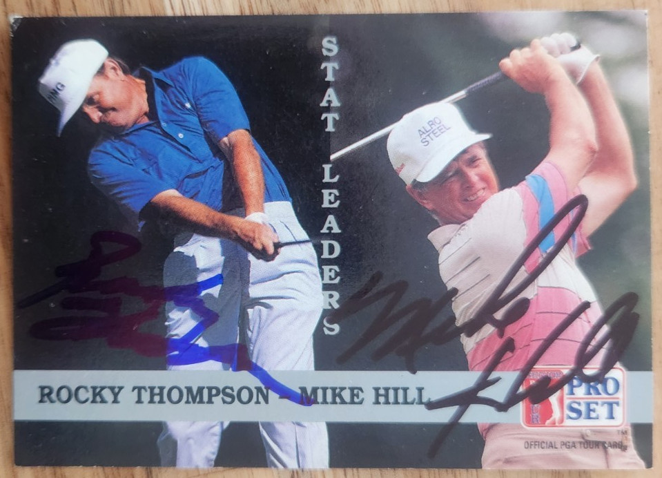 Rocky Thompson + Mike Hill Dual Signed 1992 Pro Set Golf Card #272 A