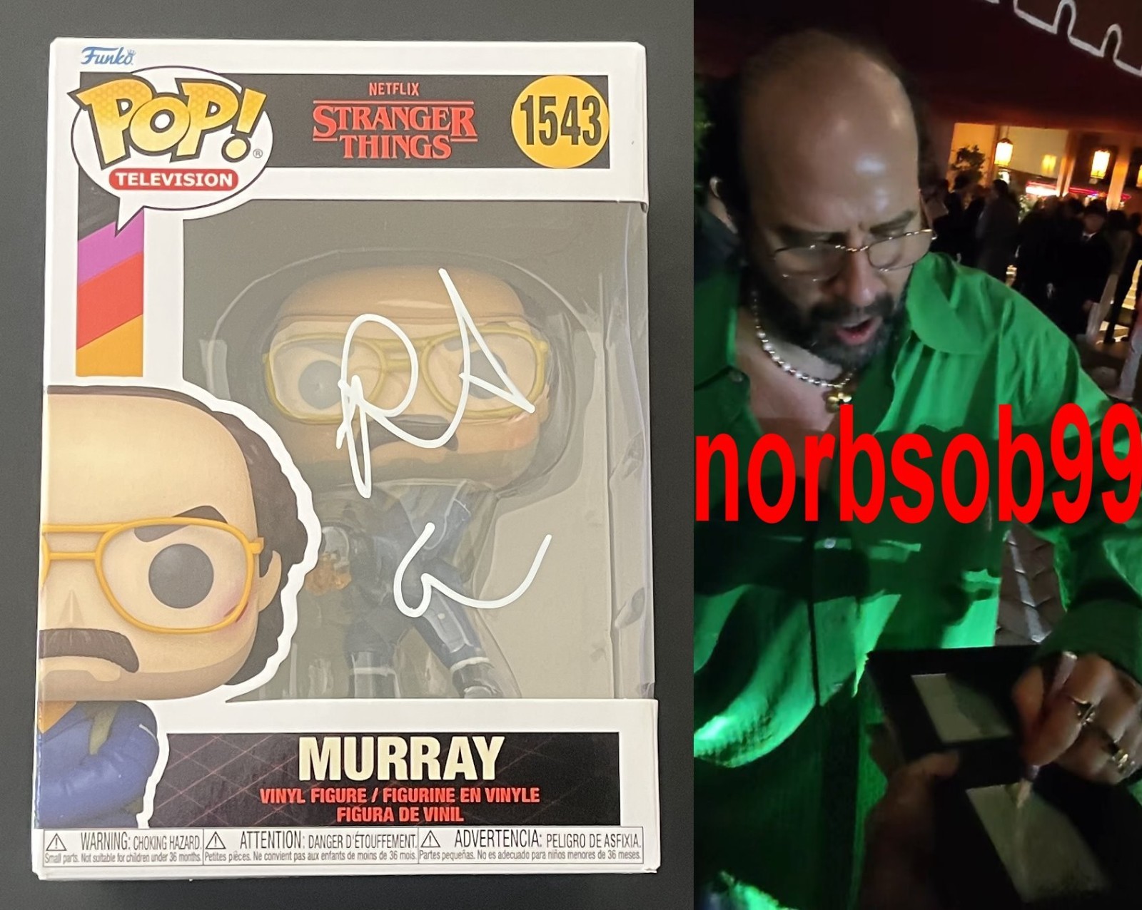 BRETT GELMAN SIGNED STRANGER THINGS MURRAY 1543 FUNKO wEXACT PROOF & BECKETT COA