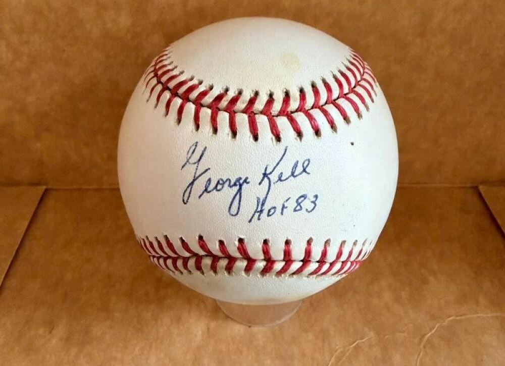 GEORGE KELL HOF 83 TIGERS SIGNED AUTOGRAPHED M.L. BASEBALL BECKETT AUTH
