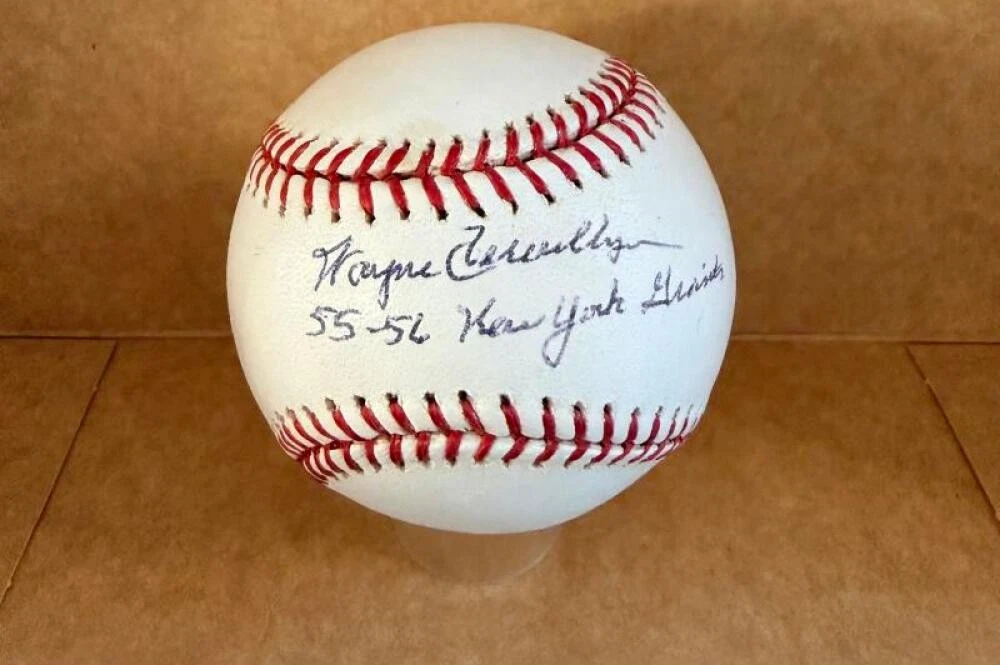 WAYNE TERWILLIGER 55-56 NEW YORK GIANTS SIGNED AUTO M.L. BASEBALL BECKETT AUTH