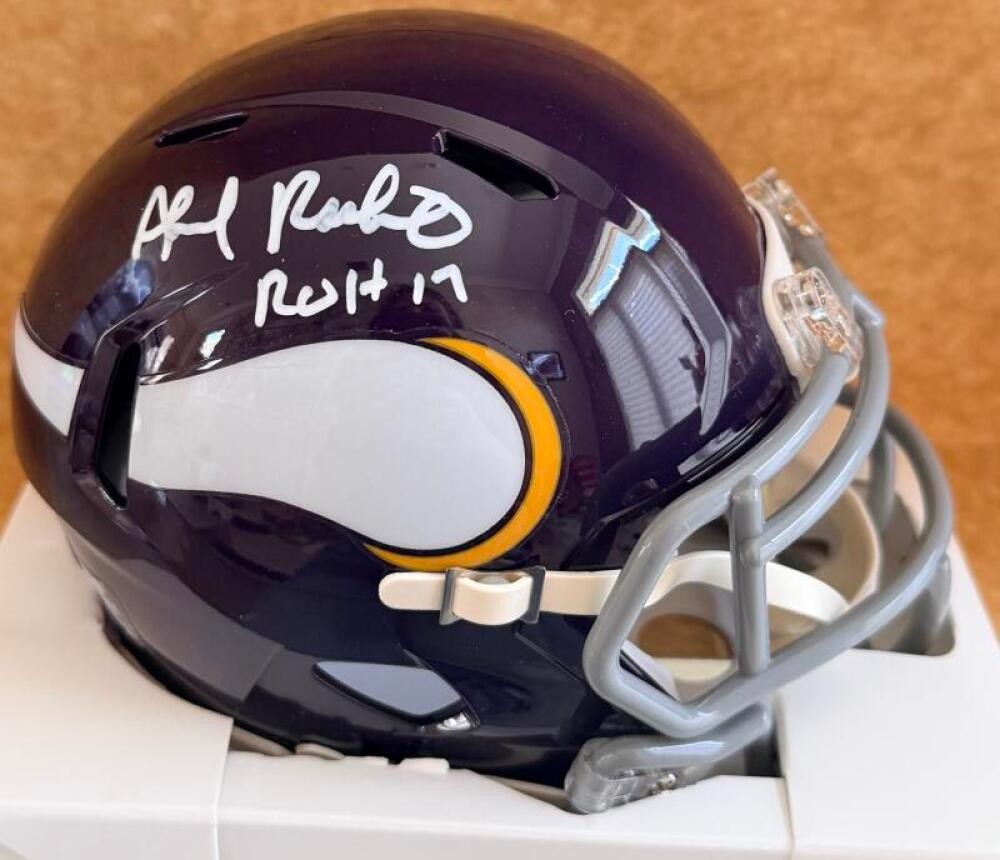 AHMAD RASHAD MINNESOTA VIKINGS ROH17 SIGNED THROWBACK MINI HELMET BECKETT AUTH