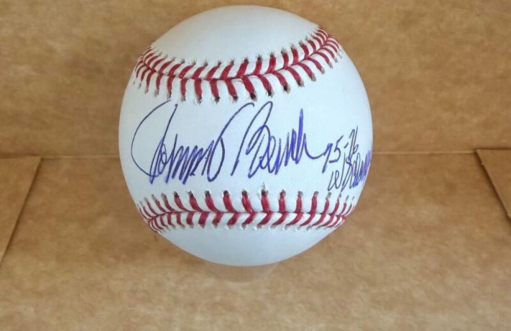 JOHNNY BENCH 75-76 WS CHAMPS SIGNED AUTOGRAPHED M.L. BASEBALL JSA AUTH