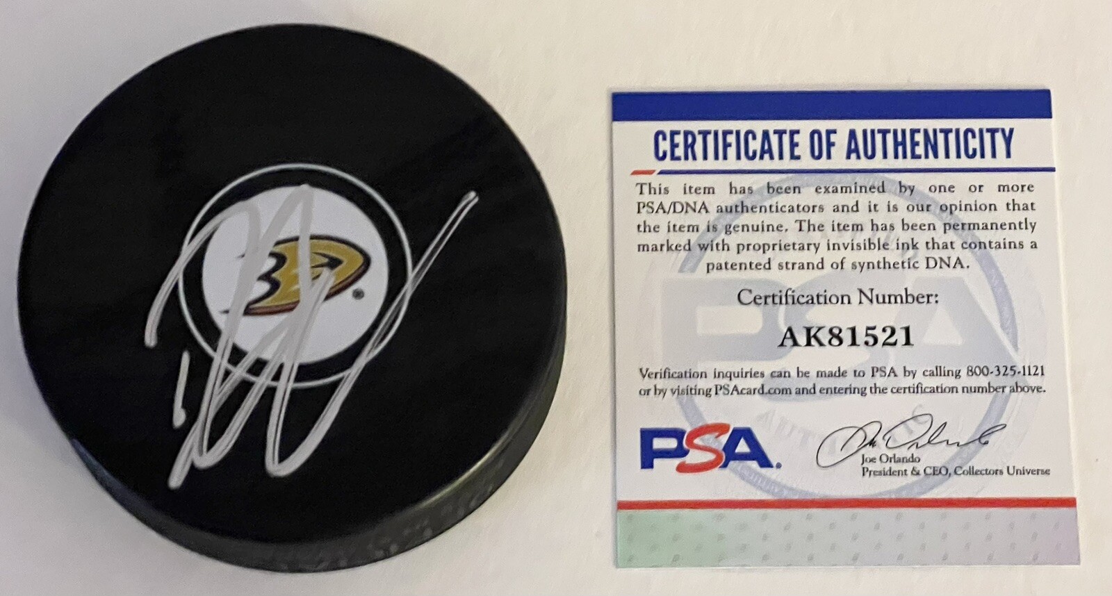 Ryan Kesler Signed Anaheim Ducks Logo Hockey Puck Coa Stanley Cup Rare PSA/DNA