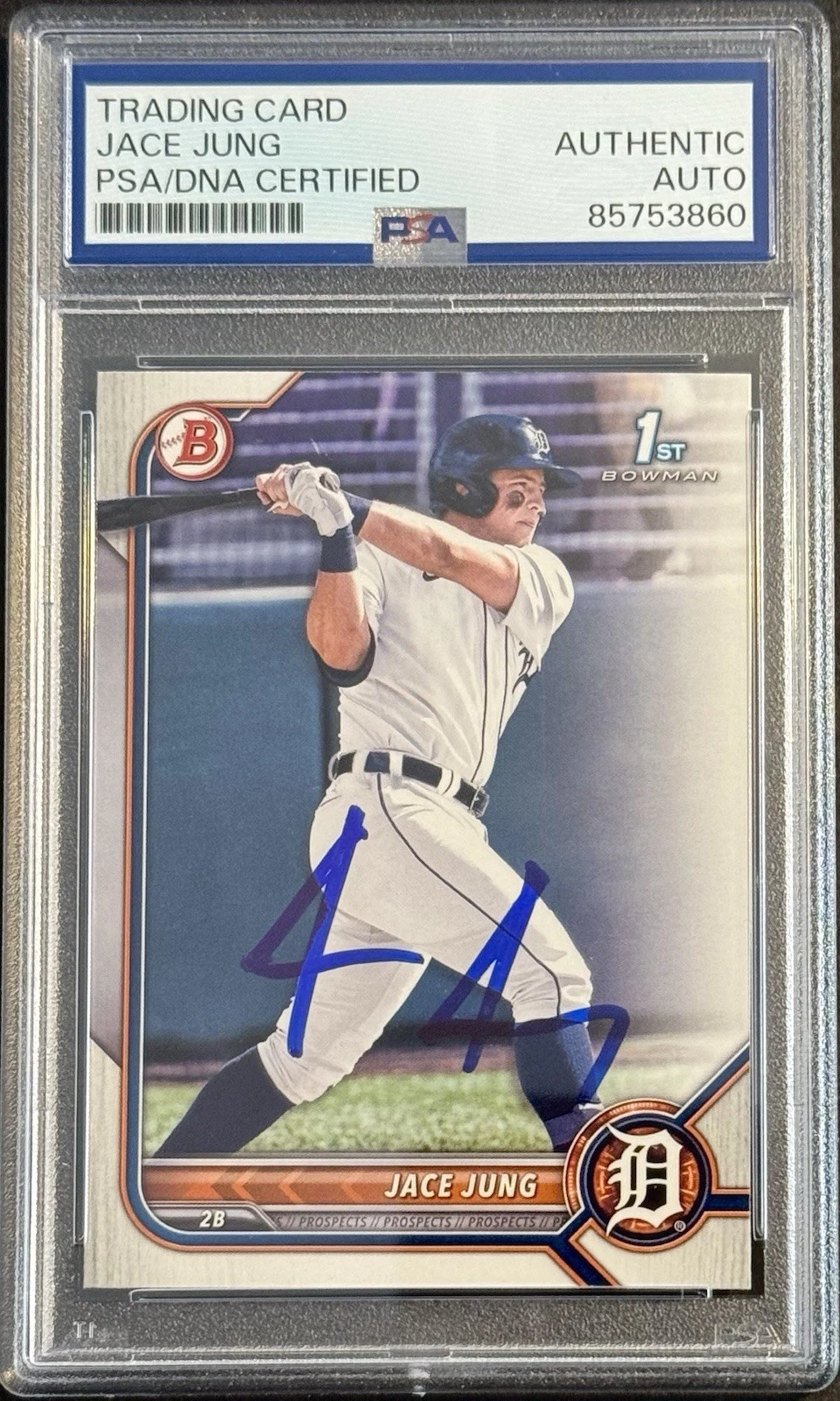 Jace Jong Signed 2022 1st Bowman Rookie Card PSA/DNA Slabbed Detroit Tigers