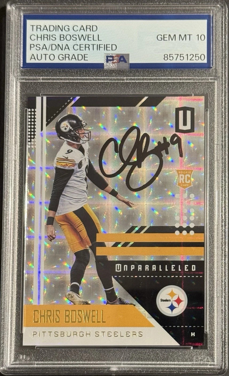 Chris Boswell Signed 2018 Unparalleled Rookie Card PSA/DNA Slabbed #/d 150 Made