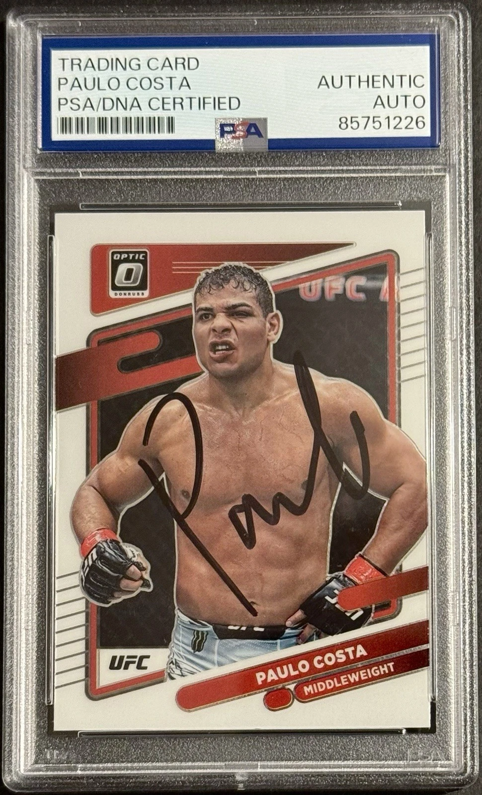 Paulo Costa Signed Auto 2022 Donruss Optic UFC Card PSA/DNA Slabbed
