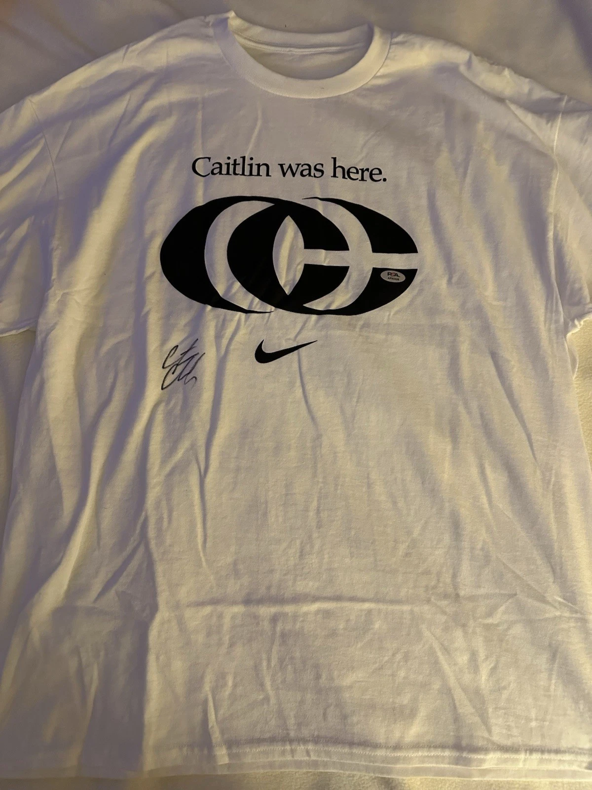 Caitlin Clark SIGNED Was Here Nike T-Shirt 2025 PSA Authenticated M Fever SGA