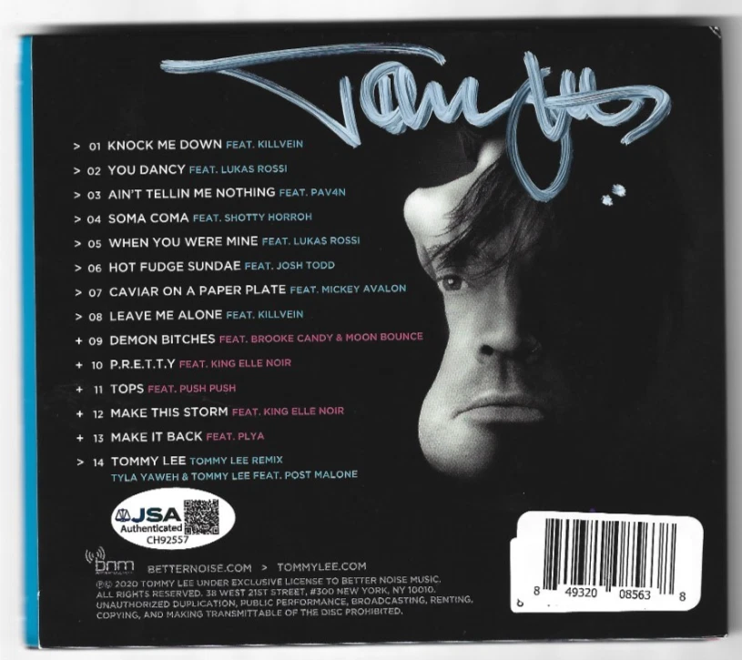 Tommy Lee of Motley Crue REAL hand SIGNED Andro CD #2 JSA COA Autographed