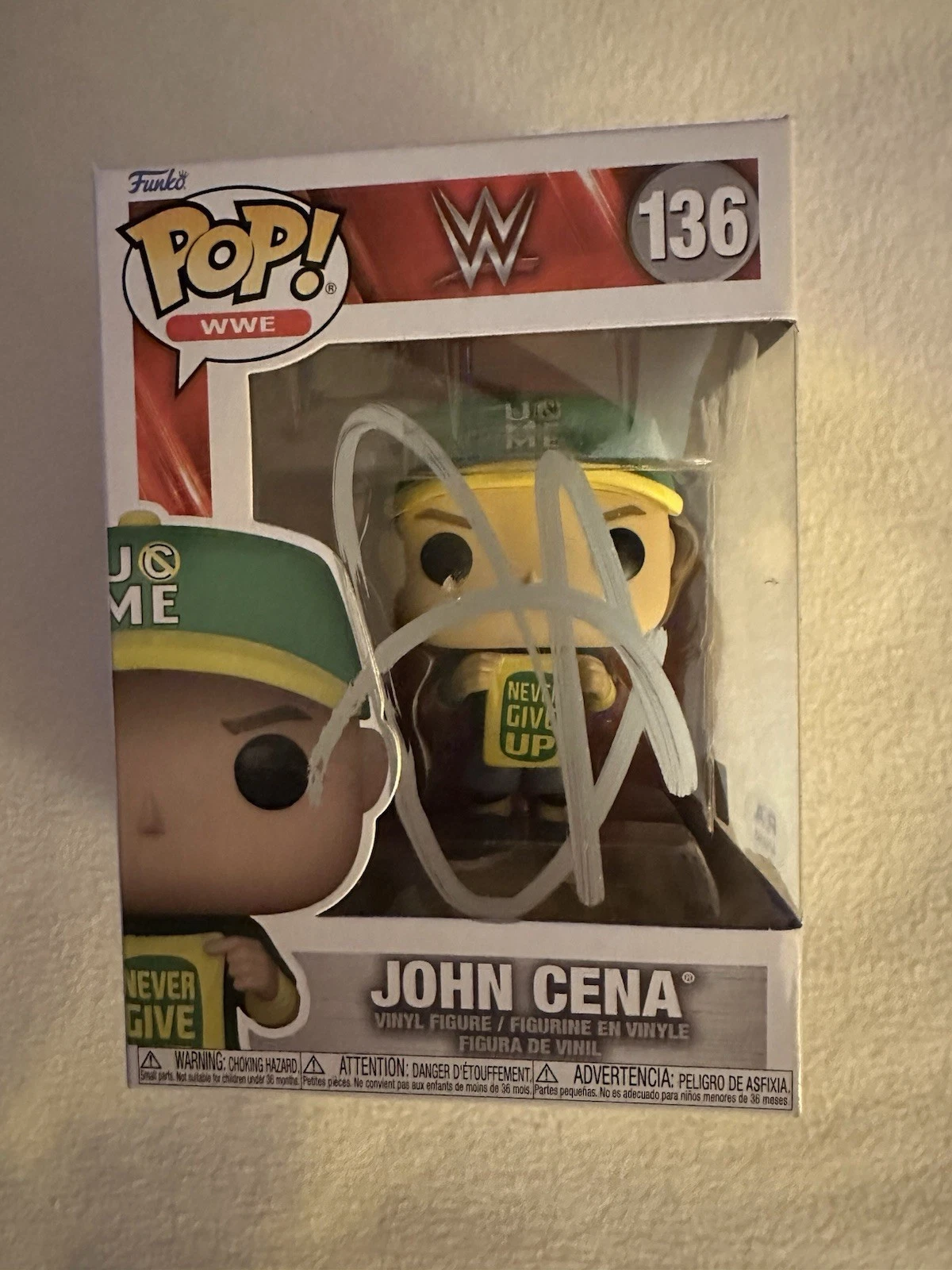 John Cena SIGNED WWE Funko Pop 136 PSA/DNA Aurhenticated COA