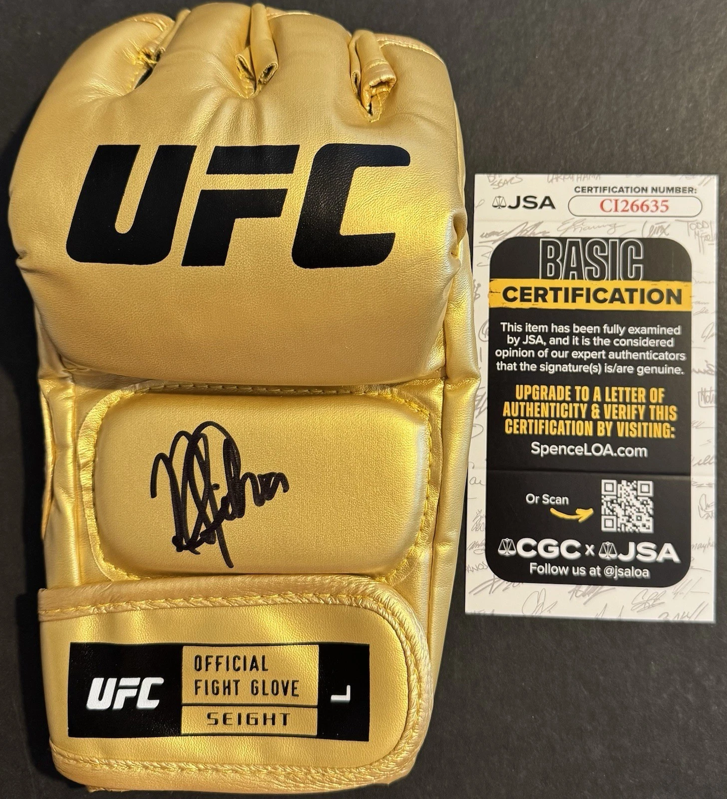 Natalia Silva Signed Autographed UFC Gold Fight Glove JSA COA