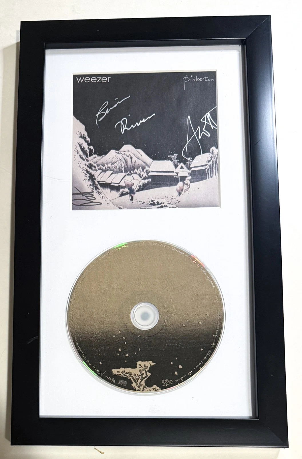 Weezer REAL fully hand SIGNED Pinkerton Framed CD Display JSA LOA Rivers Cuomo