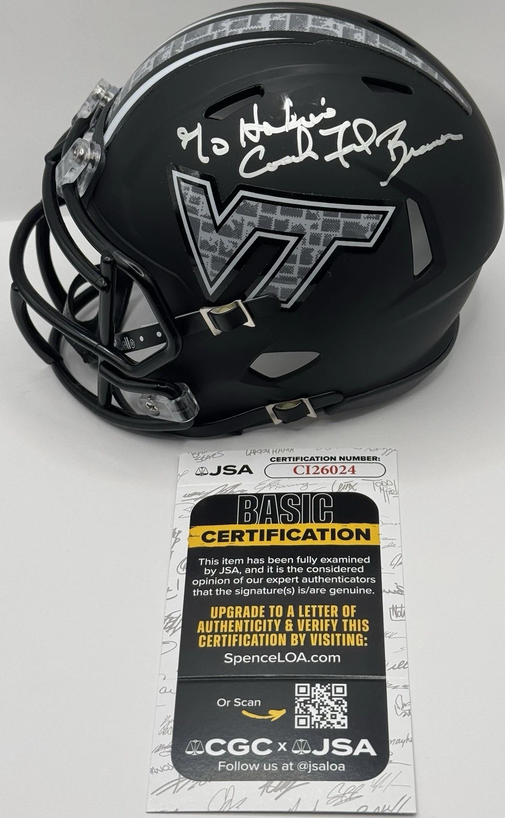 Frank Beamer Signed Autographed Virginia Tech Hokies Mini Helmet JSA COA