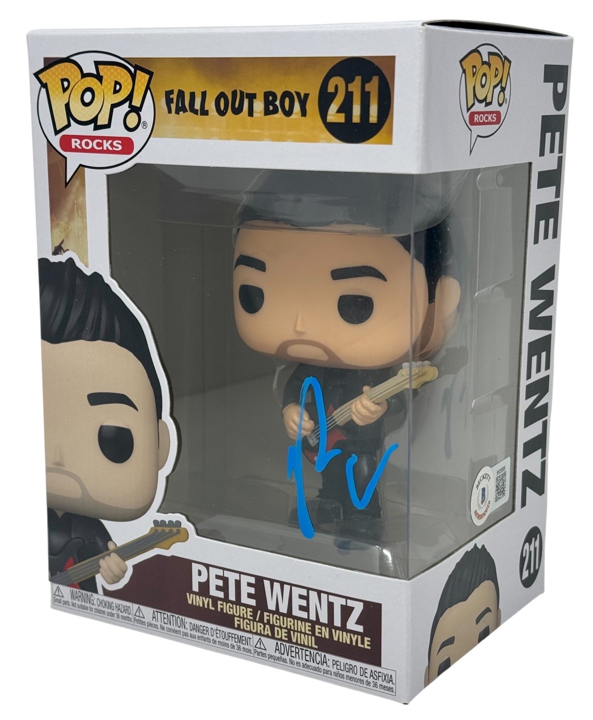 Pete Wentz Signed Fall Out Boy Funko Pop Rocks Pete Wentz #211 Autograph BAS COA