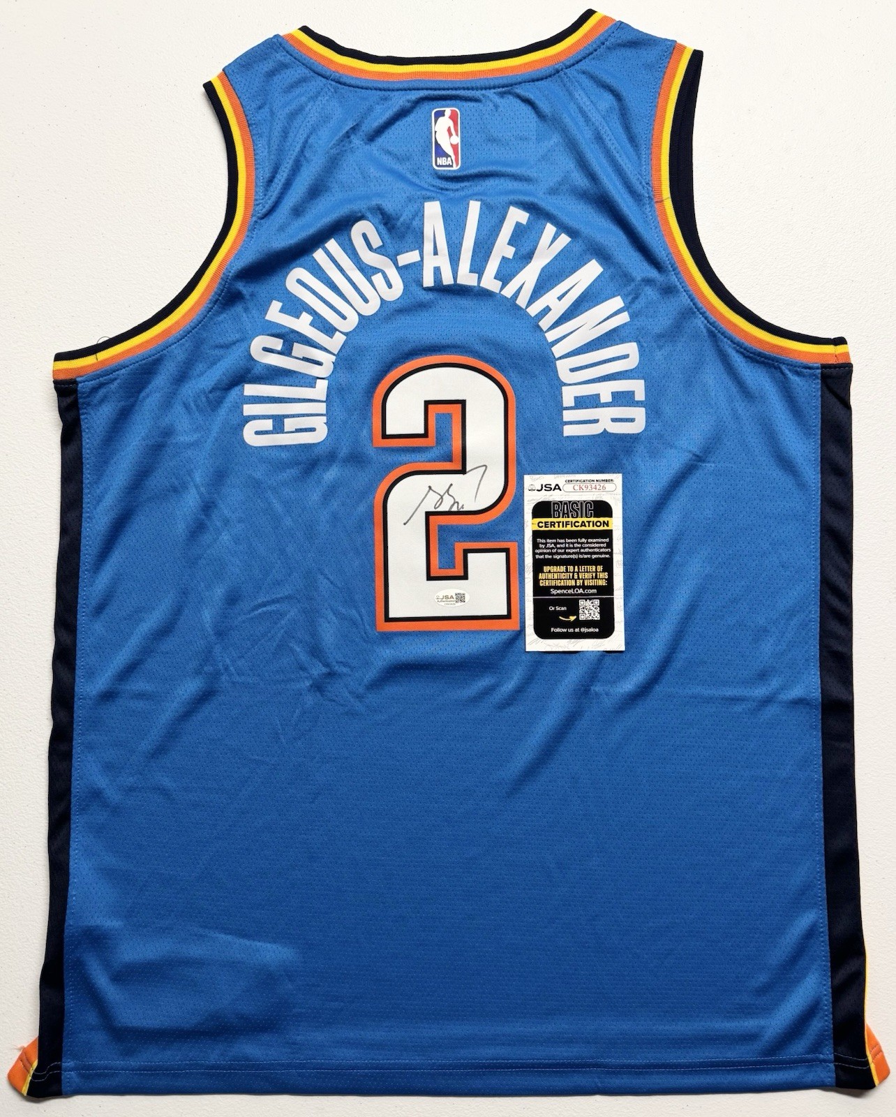 Shai Gilgeous-Alexander Signed Autographed Oklahoma City Thunder Jersey JSA COA