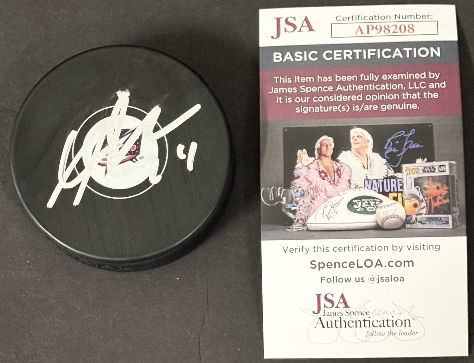 Adam Fantilli Signed Autographed Columbus Blue Jackets Logo Hockey Puck JSA