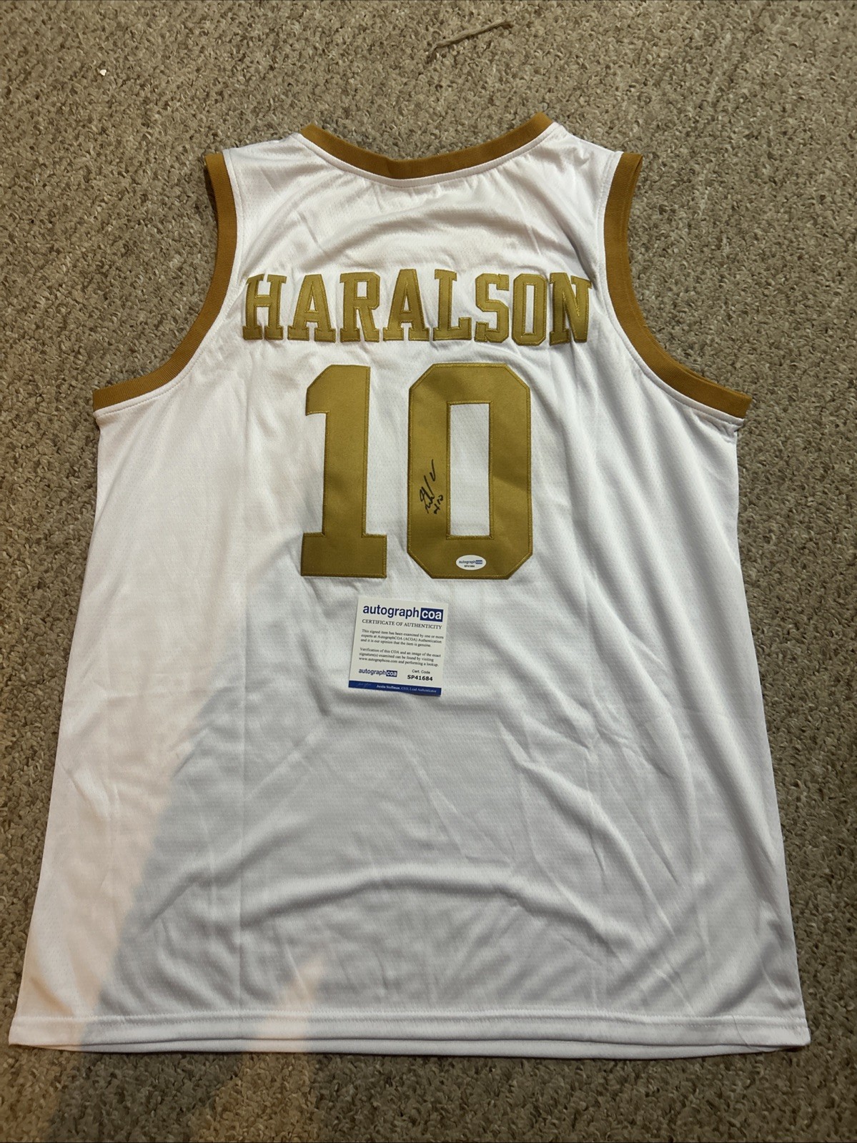 NOTRE DAME FIGHTING IRISH- JALEN HARALSON SIGNED AUTOGRAPH JERSEY ACOA COA