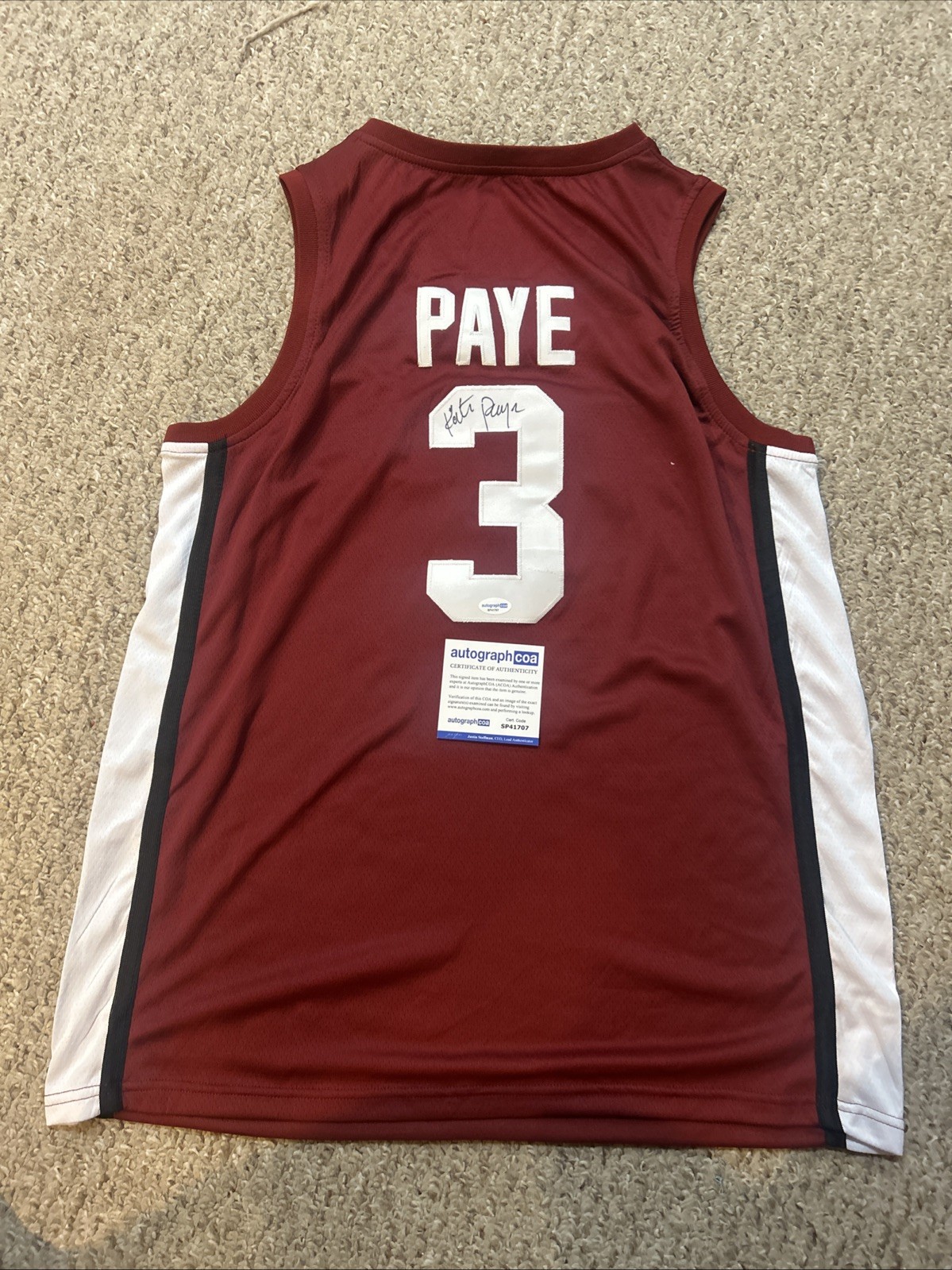 STANFORD CARDINAL- KATE PAYE SIGNED AUTOGRAPH JERSEY ACOA BASKETBALL COACH GIRLS