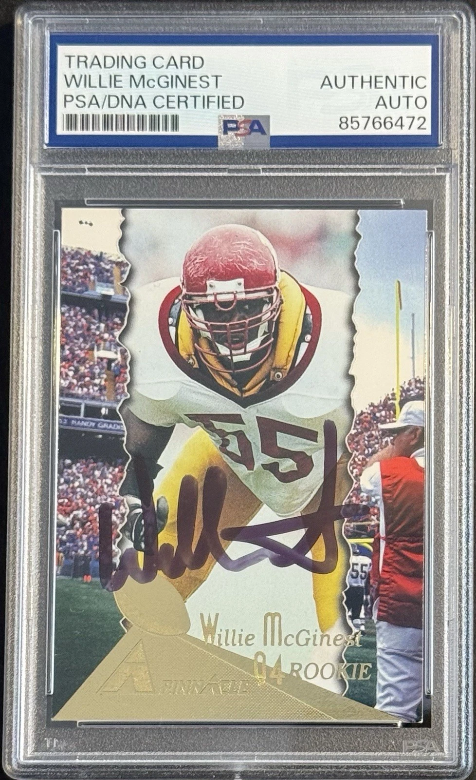 Willie Mcginest Signed Auto 1994 Pinnacle Rookie Card Patriots PSA/DNA Slab