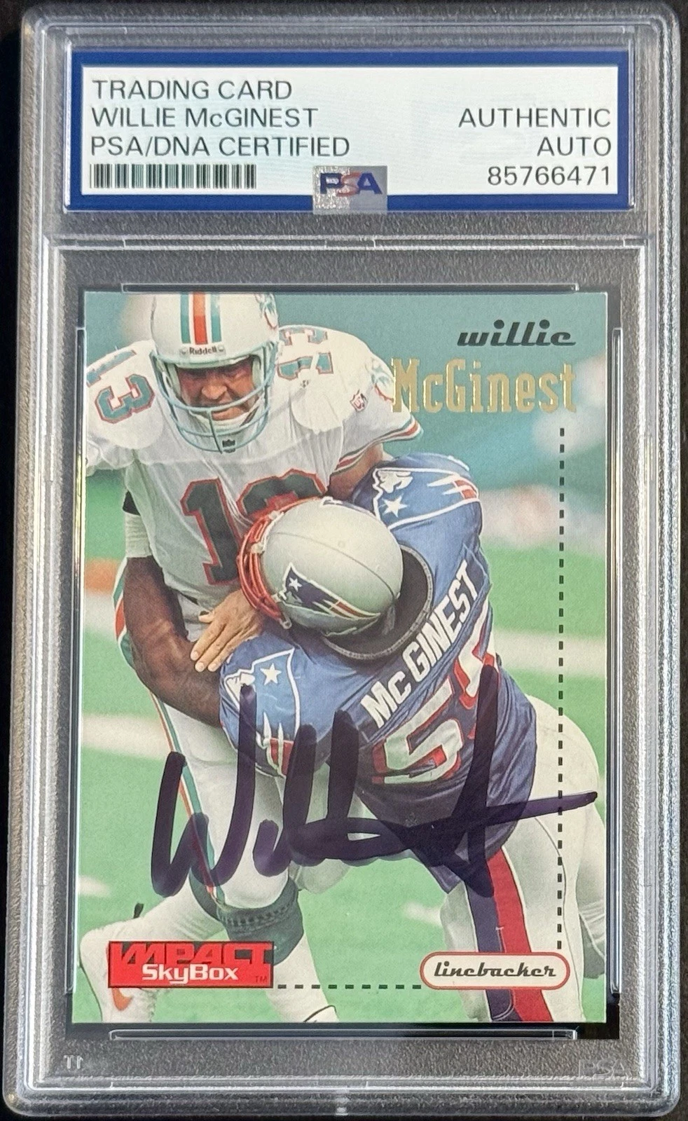 Willie Mcginest Signed Auto 1996 Skybox Impact Card Patriots PSA/DNA Slab